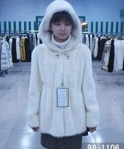 BRAND NEW WHITE MINK FUR JACKET WITH HOOD WOMEN WOMAN SIZE ALL