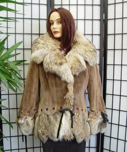 REFURBISHED NEW SHEARED PASTEL MINK & COYOTE FUR JACKET COAT WOMEN WOMAN ALL