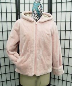 BRAND NEW PINK SHEARED BEAVER FUR JACKET COAT W/HOOD WOMAN WOMEN