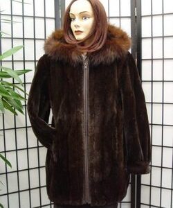 REFURBISHED NEW BROWN SHEARED MINK & FOX FUR COAT JACKET WOMAN WOMEN SIZE ALL