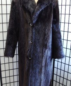 BRAND NEW DARK BROWN LONG HAIR BEAVER FUR FULL LENGTH COAT JACKET MEN MAN SIZE ALL