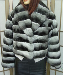 BRAND NEW RANCHED CHINCHILLA FUR BOLERO SHORT JACKET HORIZONTAL DESIGN WOMEN WOMAN