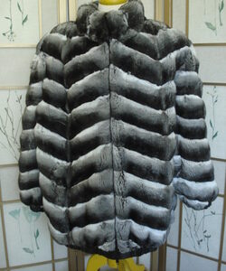 BRAND NEW RANCHED CHINCHILLA FUR & LEATHER REVERSIBLE JACKET COAT MEN MAN