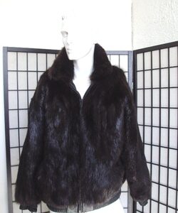 BRAND NEW REVERSIBLE LEATHER & LONG HAIRED BEAVER FUR JACKET COAT MEN MAN SIZE ALL