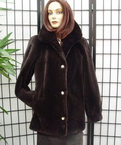 BRAND NEW BROWN SHEARED BEAVER FUR JACKET COAT WOMEN SIZE ALL