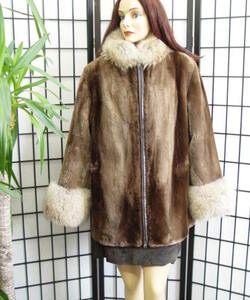 NEW REFURBISHED SHEARED BEAVER FUR JACKET COAT W/ COYOTE WOMEN WOMAN