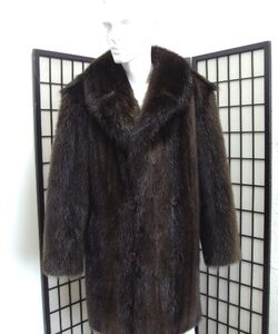 BRAND NEW CANADIAN DARK BROWN LONG HAIRED BEAVER FUR COAT JACKET MEN MAN SIZE ALL NOTCH COLLAR