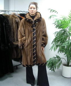 REFURBISHED NEW DEMI BUFF & DARK RANCH MINK FUR COAT WOMEN WOMAN SIZE ALL