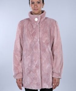 BRAND NEW DUSTY PINK SHEARED CARVED BEAVER FUR JACKET COAT WOMEN WOMAN