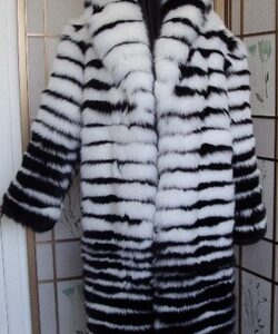 BRAND NEW BLACK WHITE FOX FUR LONG COAT WITH HOOD MEN MAN SIZE ALL
