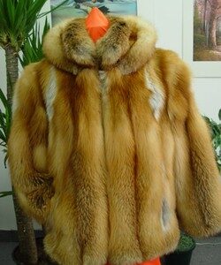 BRAND NEW NATURAL CANADIAN RED FOX FUR COAT BOMBER JACKET WITH HOOD MEN MAN
