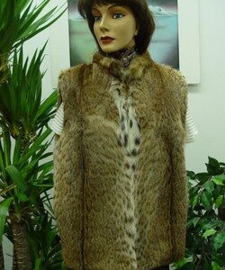 BRAND NEW PLAIN NATURAL LYNX CAT FUR VEST JACKET WOMEN WOMAN