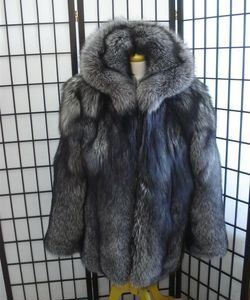 BRAND NEW SILVER FOX FUR BOMBER JACKET COAT WITH HOOD MEN MAN SIZE ALL