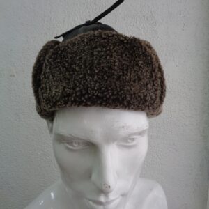 SHOWROOM NEW SHEEPSKIN LAMB FUR HAT W/ BLACK LEATHER WOMAN WOMEN SIZE SMALL