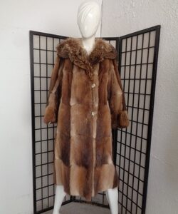 SCRAP ITEM: NATURAL MUSKRAT FUR COAT JACKET W/ RACCOON ARTS & CRAFTS