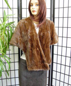 PRE-OWNED SQUIRREL FUR STOLE WRAP SHAWL WOMAN WOMEN