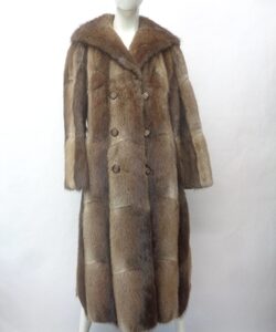 MINT BROWN MUSKRAT FUR COAT JACKET WOMEN WOMAN SIZE 4-6 SMALL