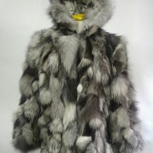 BRAND NEW NATURAL INDIGO FOX FUR BOMBER JACKET COAT W/HOOD MEN MAN SIZE ALL