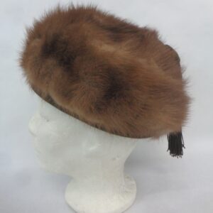 EXCELLENT CANADIAN PASTEL MINK FUR & FABRIC HAT CAP WOMEN CHILDREN SIZE 21.5"