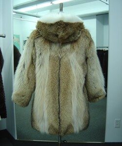 BRAND NEW COYOTE & WHITE FOX FUR JACKET COAT WOMAN WOMEN SIZE ALL