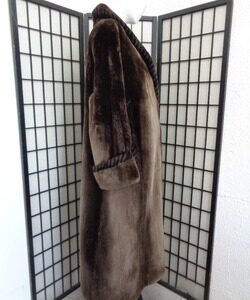 EXCELLENT BROWN SHEARED BEAVER FUR COAT JACKET WOMEN WOMAN SIZE 12-14 L-XL