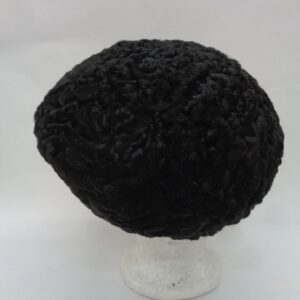 REFURBISHED NEW BLACK PERSIAN LAMB FUR BERET STYLE HAT WOMEN MEN SIZE ALL