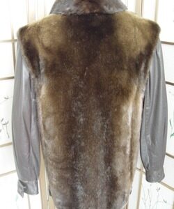 EXCELLENT OTTER FUR W/ LEATHER JACKET COAT MEN MAN SIZE 38 SMALL