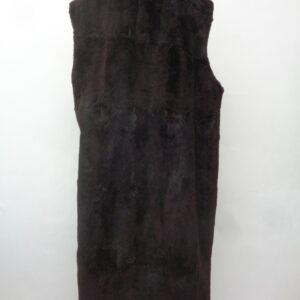 EXCELLENT BROWN SHEARED MUSKRAT FUR LONG VEST WOMEN WOMAN SIZE 6-8 SMALL-MEDIUM
