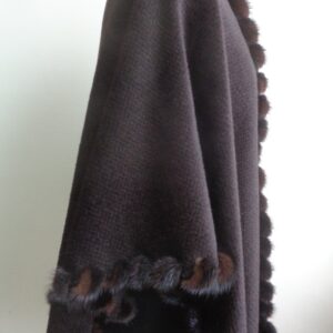 BRAND NEW DARK BROWN WOOL & MINK FUR CAPE SHAWL WRAP WOMEN WOMAN 27"