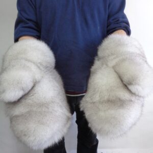 BRAND NEW NORWEGIAN BLUE FOX DOUBLE SIDED FUR MITTENS MITTS MEN MAN WOMAN WOMEN