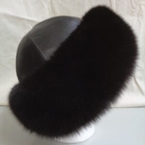 BRAND NEW BROWN FOX & BROWN LEATHER TOP FUR HAT CAP WOMEN WOMAN SIZE ALL