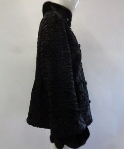 BRAND NEW BLACK PERSIAN LAMB & MINK FUR COAT JACKET WOMEN WOMAN SZ 4 SMALL