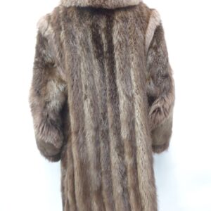 EXCELLENT BROWN LONG HAIRED BEAVER FOX FUR COAT JACKET WOMEN WOMAN SIZE 6 SMALL