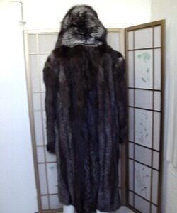 BRAND NEW SILVER FOX FUR FULL LENGTH COAT JACKET MEN MAN SIZE ALL