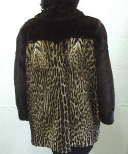 MINT DARK RANCH MINK & OCELOT FUR JACKET COAT WOMEN WOMAN SIZE 8-10 MEDIUM