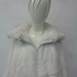 BRAND NEW WHITE SHEARED RABBIT FUR COAT JACKET W/HOOD WOMEN WOMAN SIZE ALL