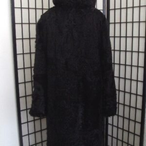 BRAND NEW REVERSIBLE BLACK CURLY LAMB FUR COAT JACKET WOMEN WOMAN SIZE 8 medium