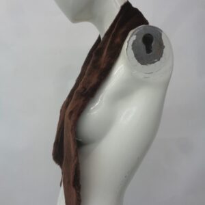 EXCELLENT BROWN SHEARED RABBIT FUR SCARF WRAP W/SLIT WOMEN WOMAN 44"