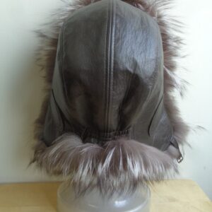 BRAND NEW SILVER FOX FUR & LEATHER AVIATOR STYLE HAT MEN MAN WOMEN WOMAN SZ ALL