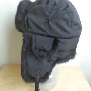 BRAND NEW BLACK RABBIT FUR & FABRIC AVIATOR STYLE HAT MEN MAN WOMEN WOMAN SZ ALL