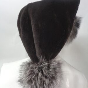 BRAND NEW BROWN SHEARED BEAVER & SILVER FOX FUR SANTA HAT MEN MAN WOMEN WOMAN SIZE ALL