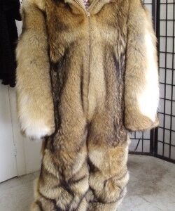 BRAND NEW DOUBLE SIDED CANADIAN COYOTE FUR SNOWSUIT JUMPSUIT COAT MEN MAN SIZE ALL