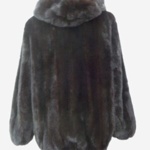 REFURBISHED NEW DARK RANCH MINK FUR BOMBER JACKET COAT W/HOOD MEN MAN SIZE ALL