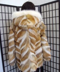 BRAND NEW NATURAL COYOTE & FOX FUR COAT JACKET WITH HOOD WOMEN WOMAN SIZE ALL