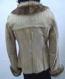 BRAND NEW BEIGE LAMB SHEEPSKIN SHEARLING FUR JACKET COAT WOMEN WOMAN SIZE 4 PETITE