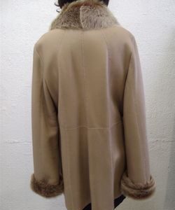 BRAND NEW BEIGE LAMB SHEEPSKIN SHEARLING FUR JACKET COAT WOMEN WOMAN SIZE 10 MEDIUM