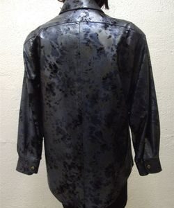 BRAND NEW SHINY BLUE LEATHER SHIRT/JACKET WOMAN WOMEN SIZE 10 MEDIUM