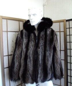 REFURBISHED NEW RACCOON & FOX FUR BOMBER JACKET COAT WITH HOOD MEN MAN SIZE ALL