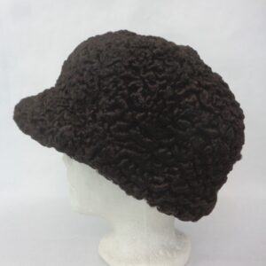 REFURBISHED NEW BROWN PERSIAN LAMB ASTRAKHAN FUR NEWSBOY HAT CAP MEN WOMEN