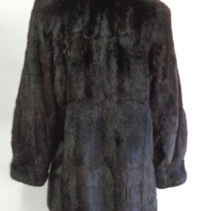 MINT DARK BROWN MUSKRAT FUR COAT JACKET WOMEN WOMAN SIZE 4 PETITE